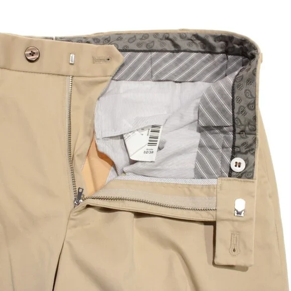Hiltl NWT Chinos / Casual Pants Size 32 US Dayne In Solid Beige Cotton Blend